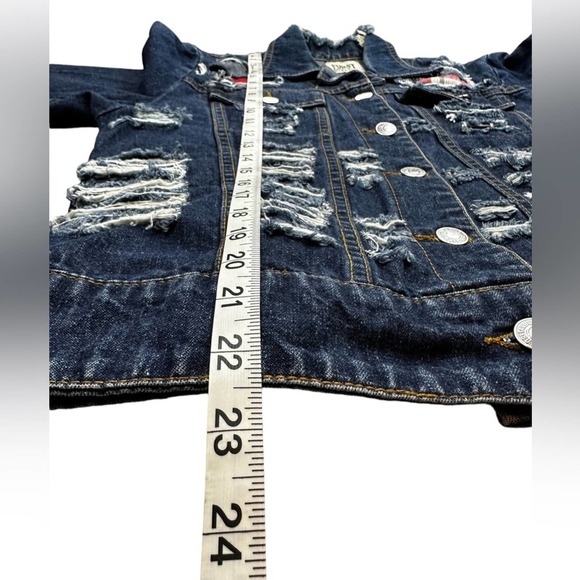 Furst Of A Kind LF Distressed Denim Jean Jacket Women’s Size Medium to Small - Picture 11 of 13